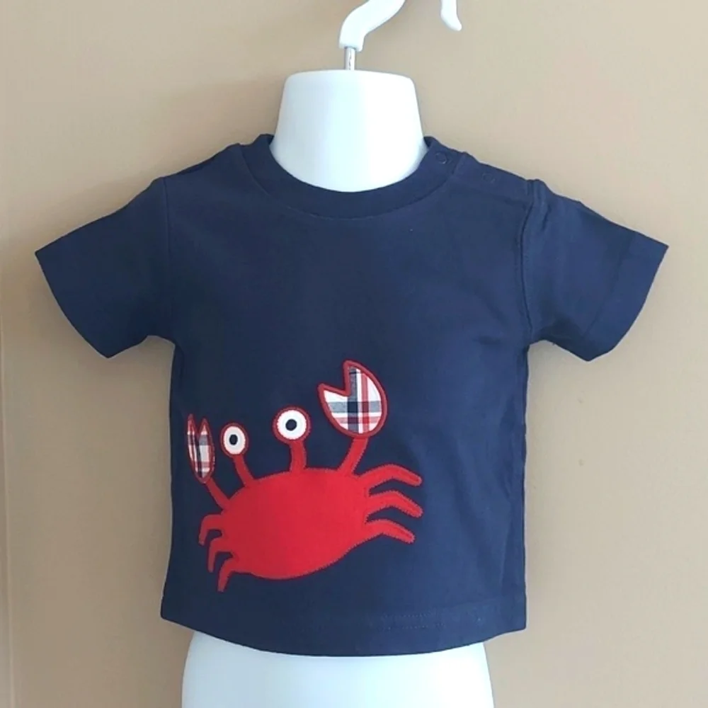 Gymboree Crab 🦀 Short sleeve shirt - navy - 0-3 mos